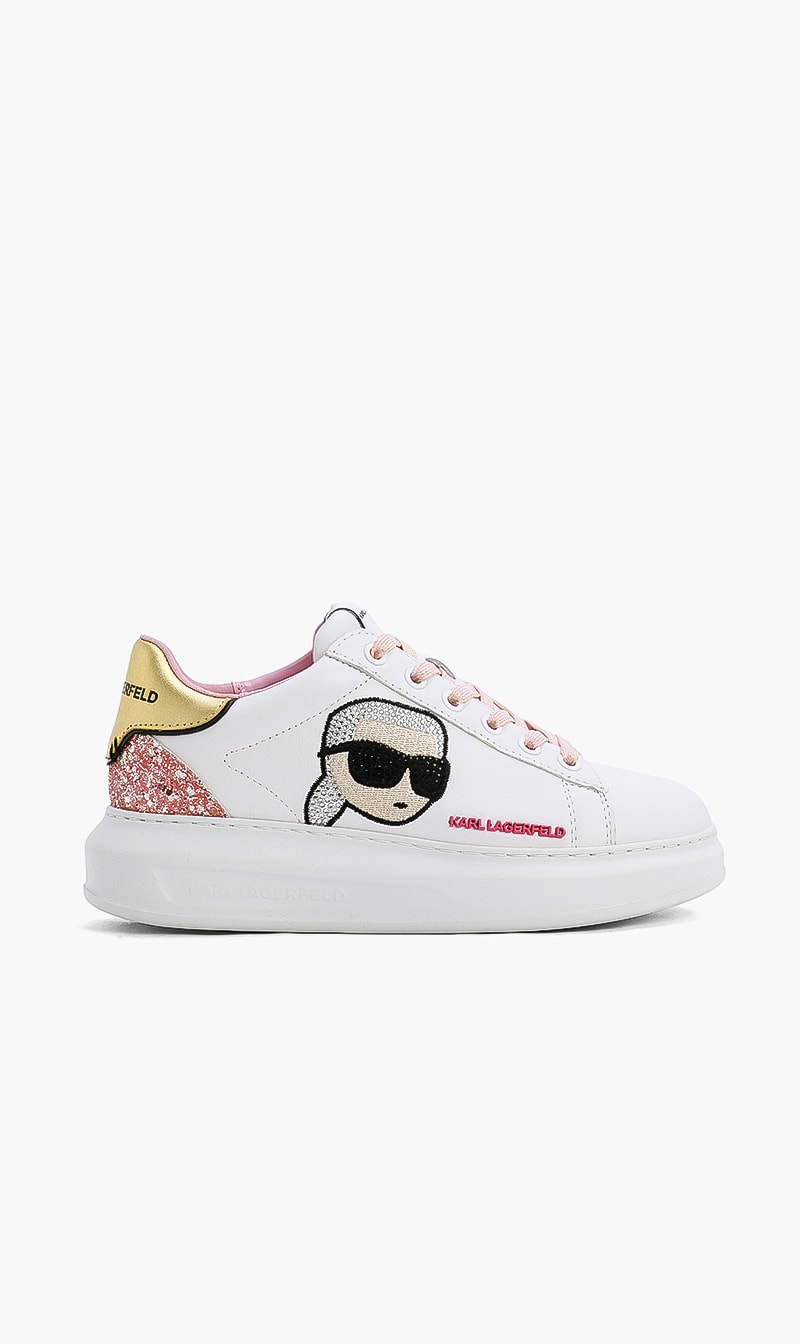 

Karl Lagerfeld Pink Glimmer Low Lace Sneakers for Women | The Deal Outlet