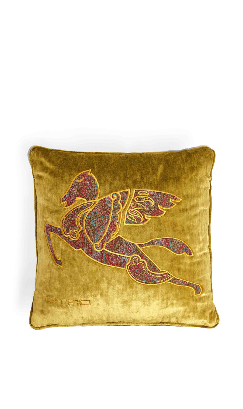 

Etro Yellow Somerset Embroidered Cushion With Piping | The Deal Outlet
