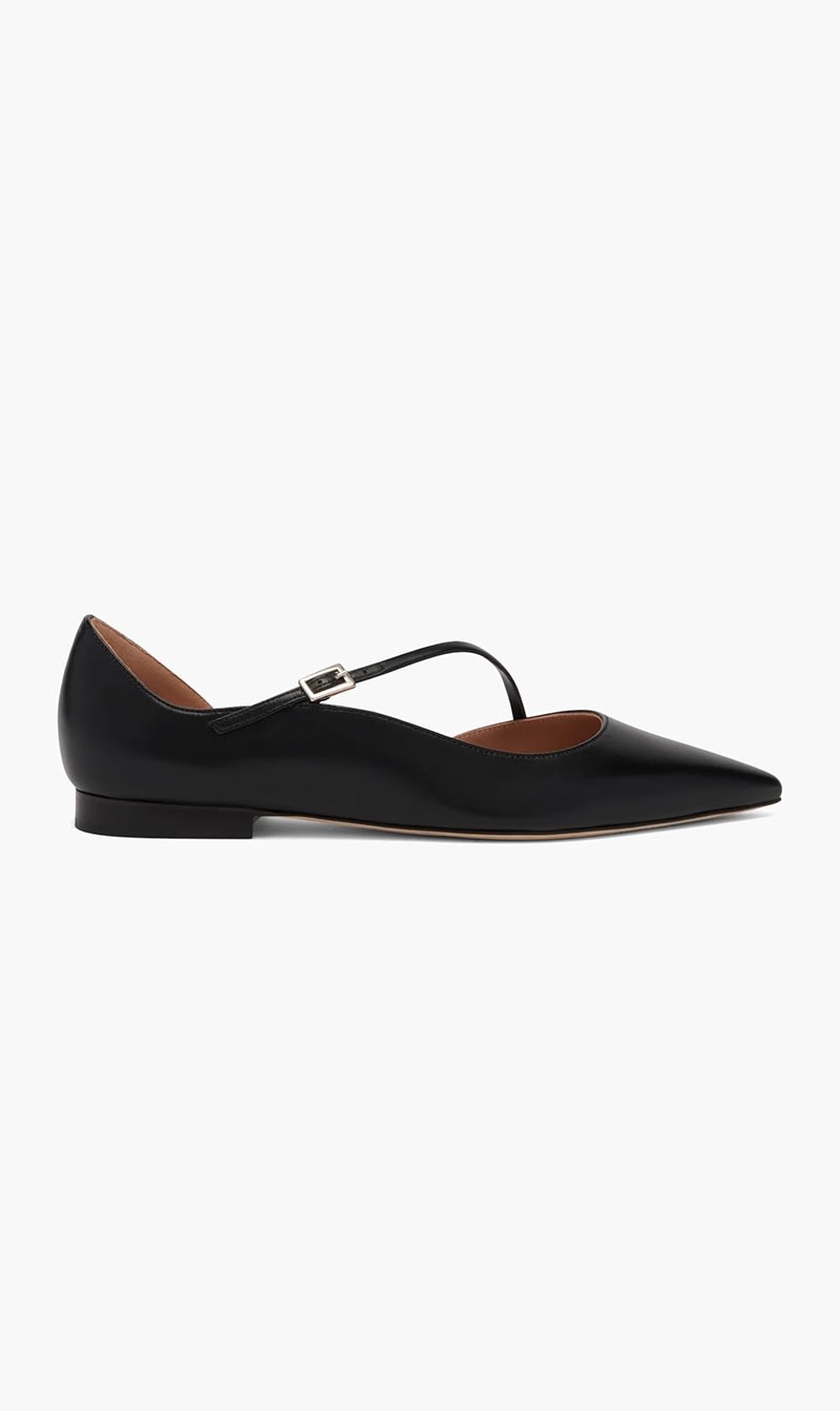 

Malone Souliers Black Leather Flat Pumps for Women | The Deal Outlet