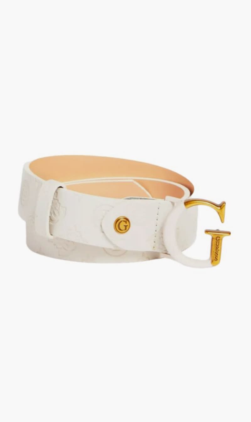 

Guess Beige Ecro Leather Belt for Women | The Deal Outlet