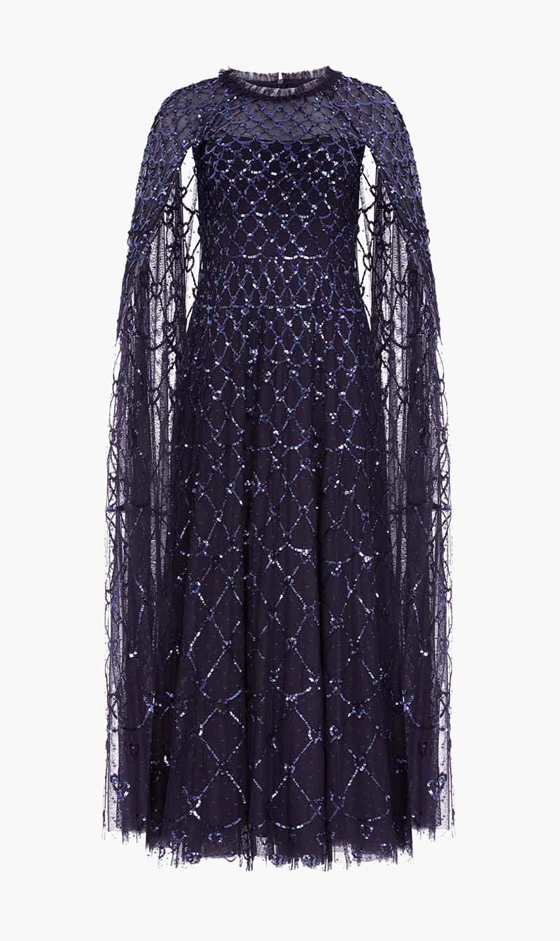 

Needle & Thread Blue Heart Lattice Ankle Gown for Women