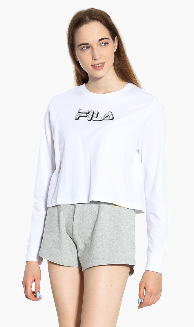Lilibeth Long Sleeve Crop T-shirt, White