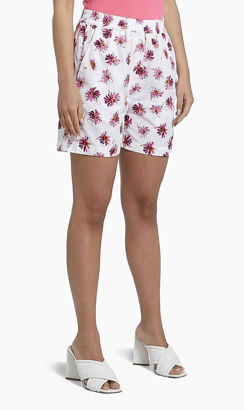 

Floral Print Shorts, White