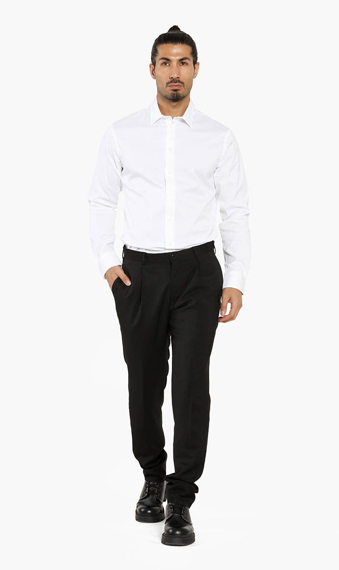 

Plain Wool Chino Pants, Black