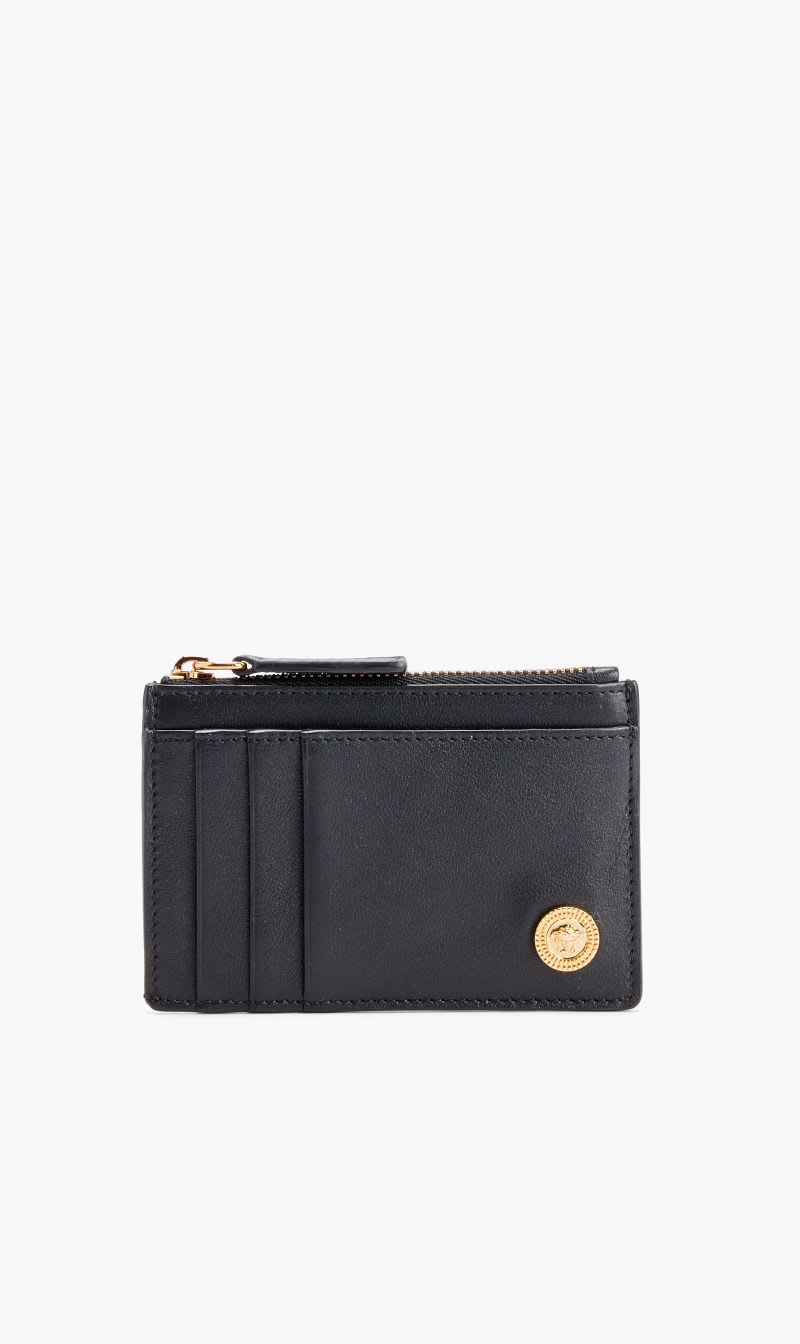 

Versace Black Card Holder Zipped Tribute Medusa Coin Vitello Solid for Men | The Deal Outlet