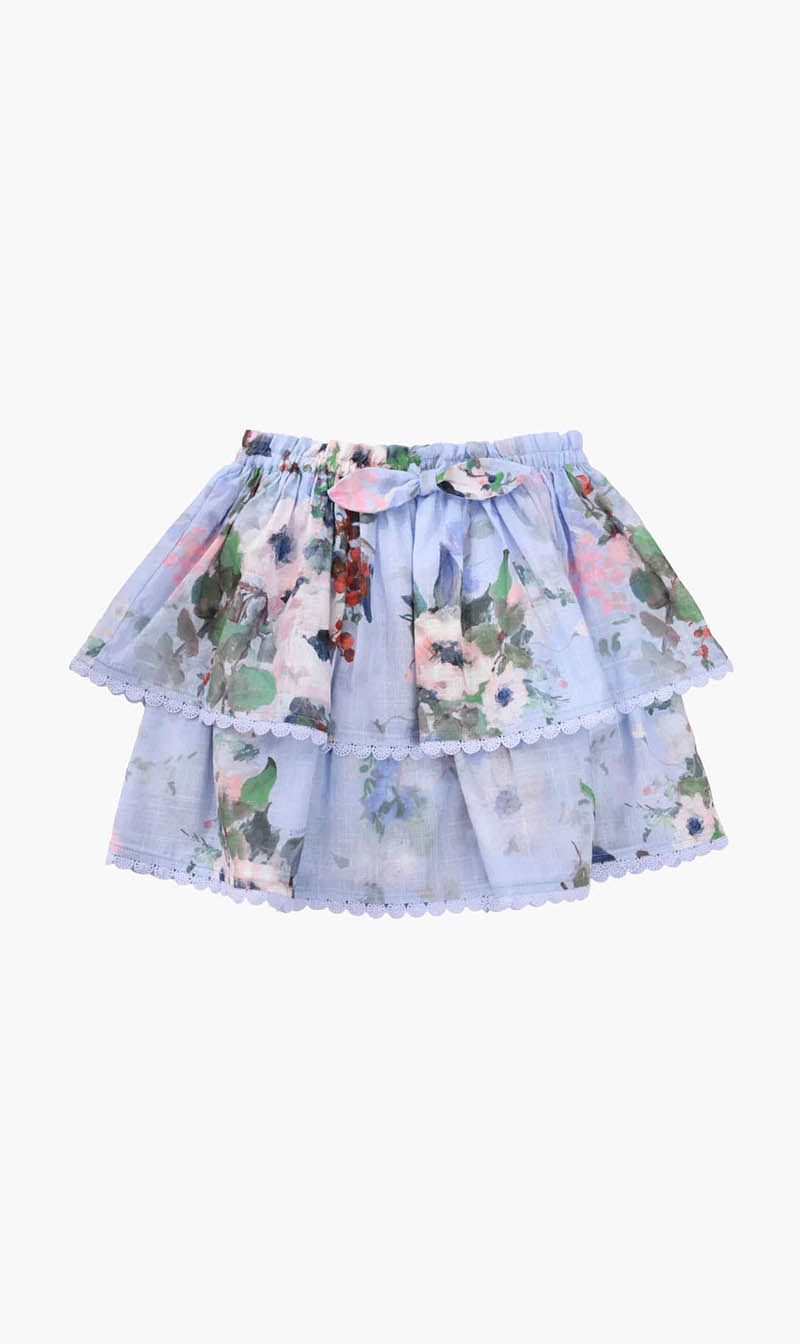 Zimmermann Blue Everley Tiered Skirt for Girls