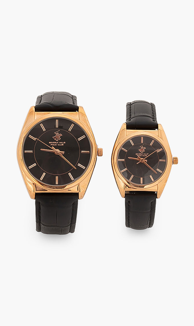 

Time Design Leather Strap Analog Watch Set