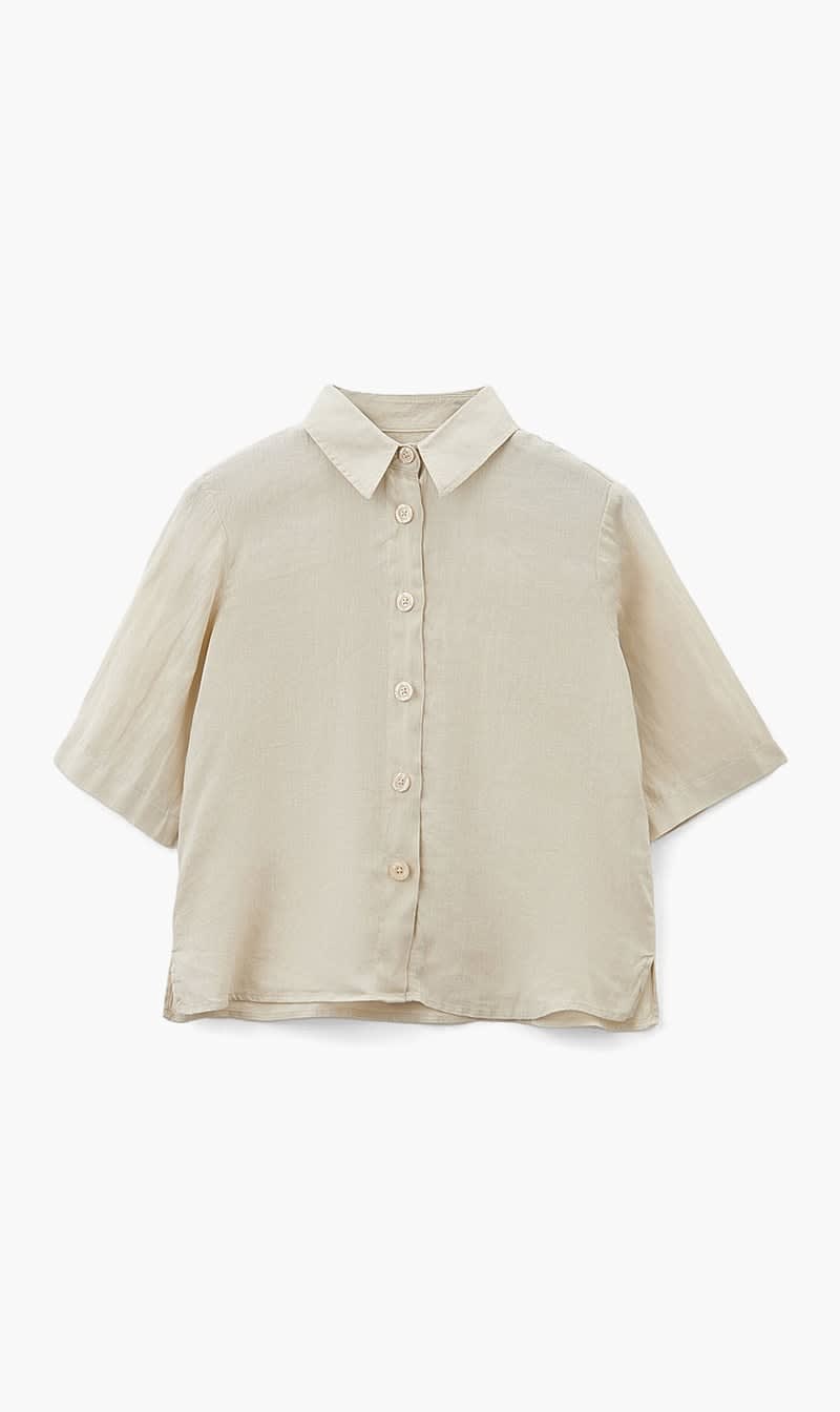 Beige United Colors Of Benetton Pink Linen Shirt for Women