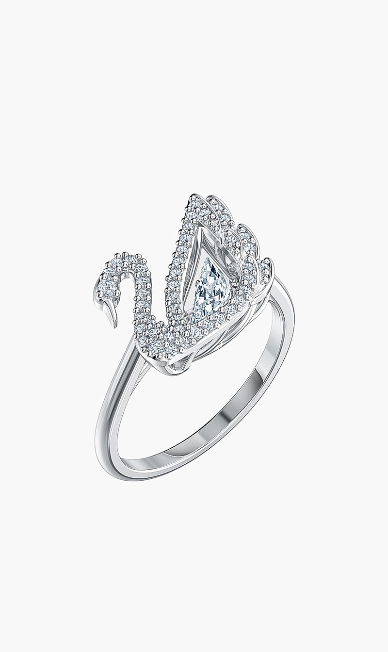 

SWAROVSKI Dancing Swan Ring, White, Rhodium Plated