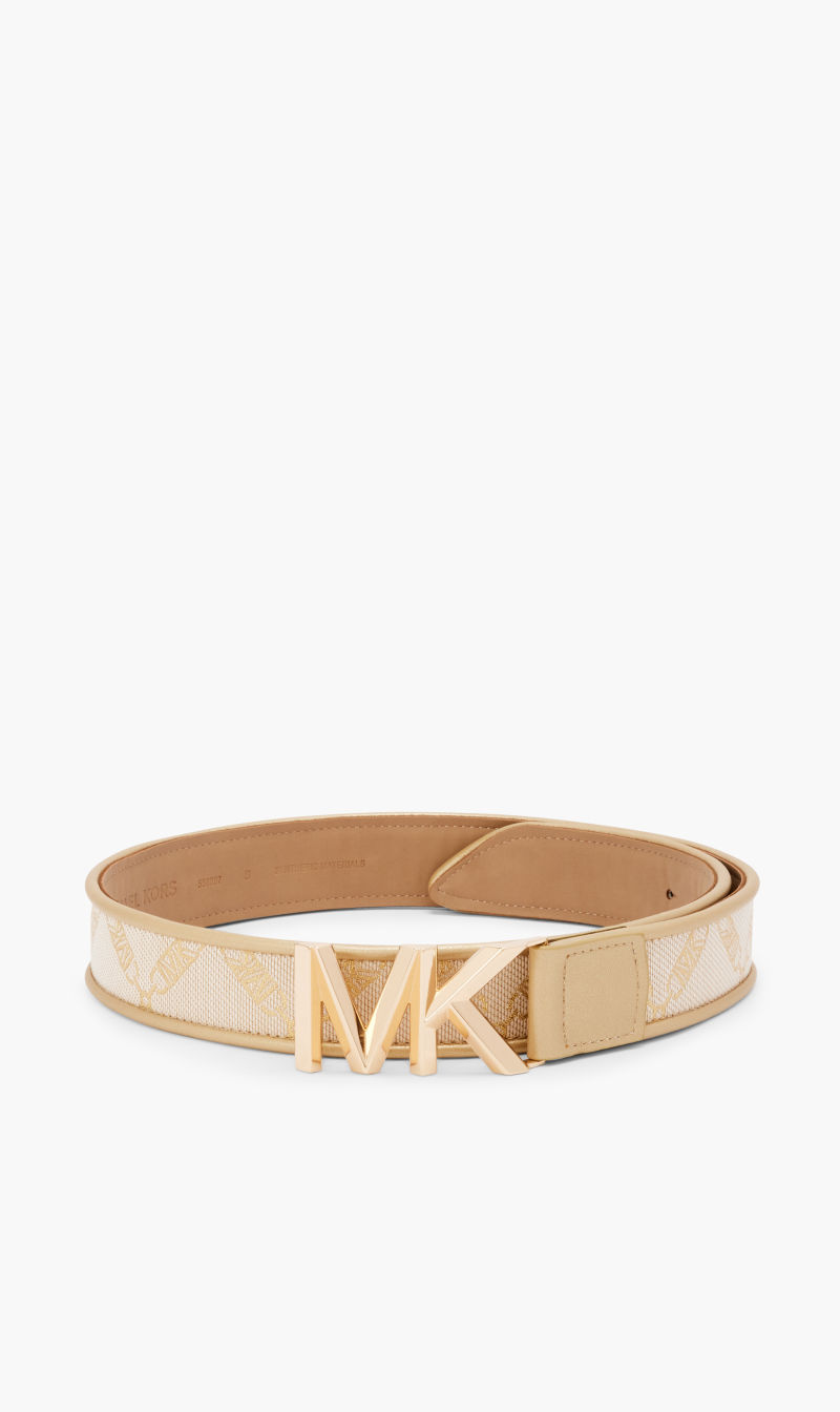 

Michael Kors Gold 35mm Logo Jacquard Belt for Women | The Deal Outlet