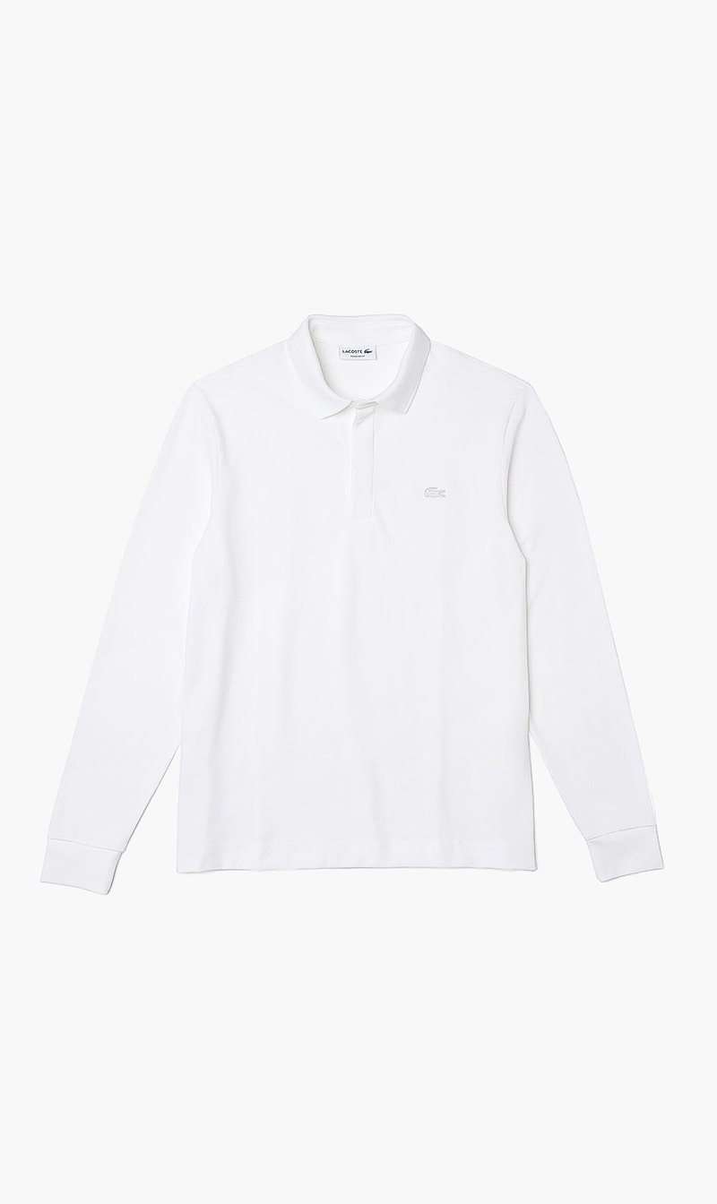 

Lacoste White Classic Fit Stretch Long Sleeve Polo Shirt for Men | The Deal Outlet