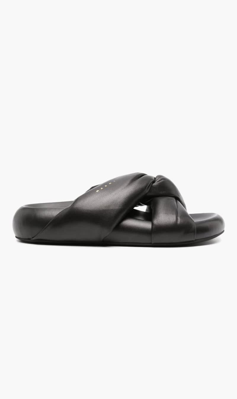 

Marni Black Leather Sandals for Women | The Deal Outlet