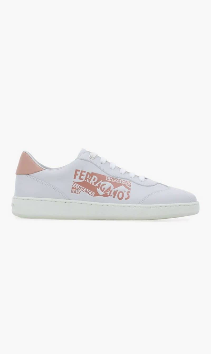 

Salvatore Ferragamo Grey Venna Logo Leather Sneakers for Women | The Deal Outlet