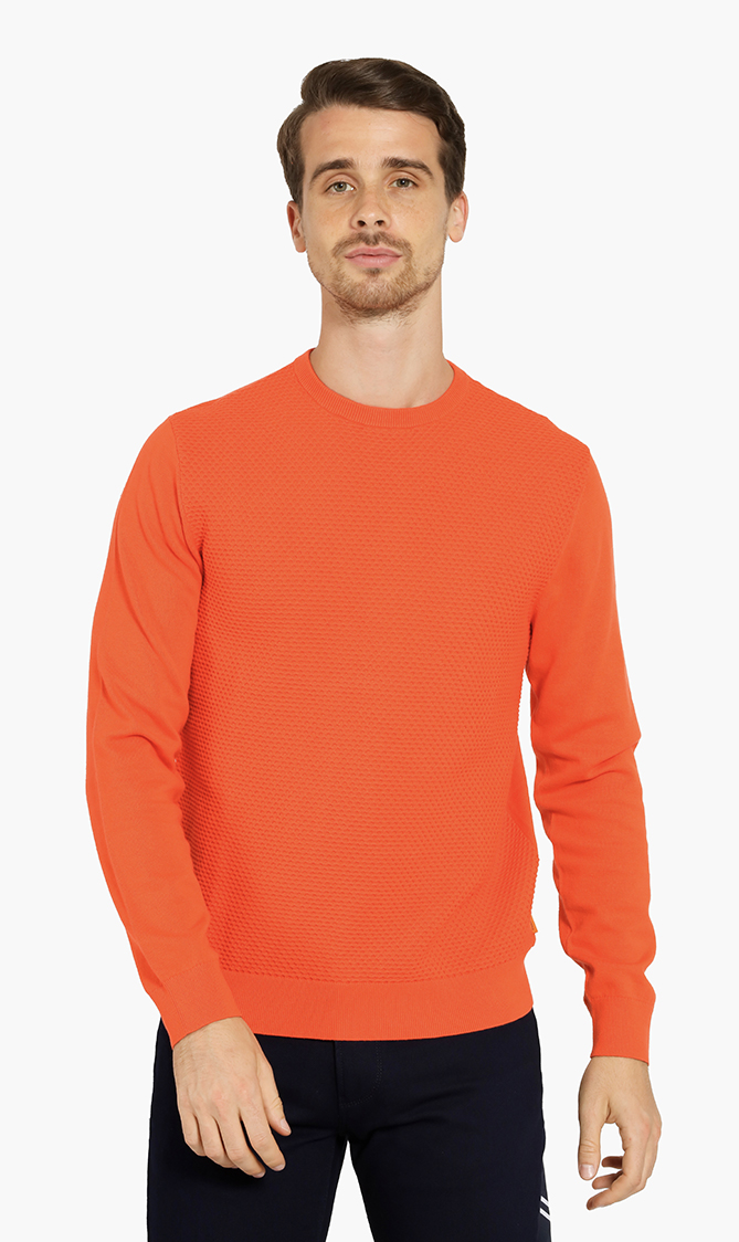 

Honeycomb Knit Crew-neck Sweater