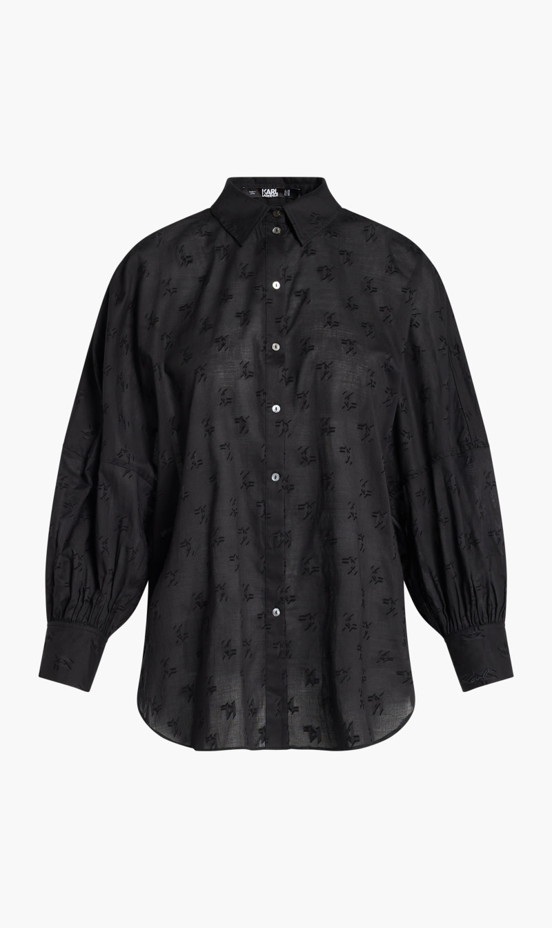 

Karl Lagerfeld Black Monogram Cotton Shirt for Women | The Deal Outlet