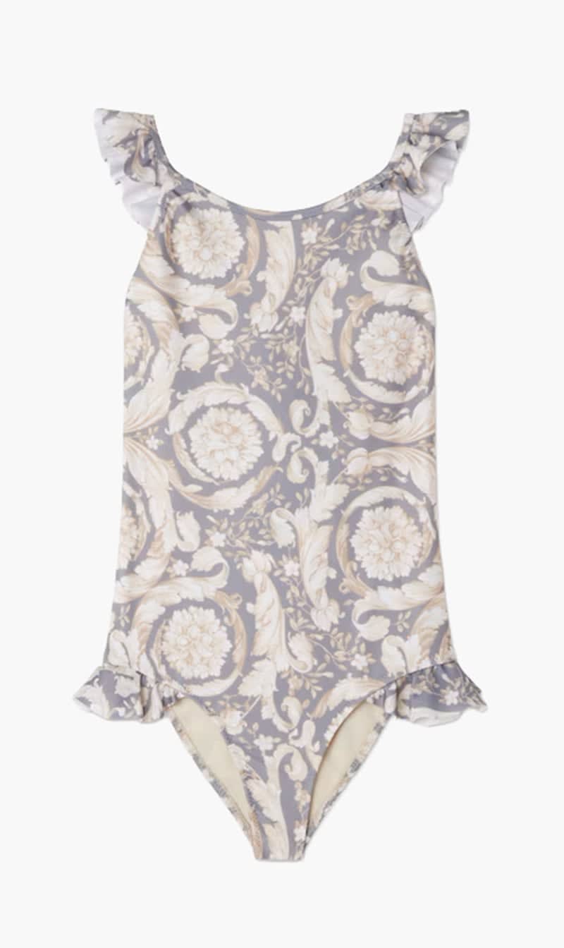 Versace Beige Printed One Piece Swimsuit for Girls