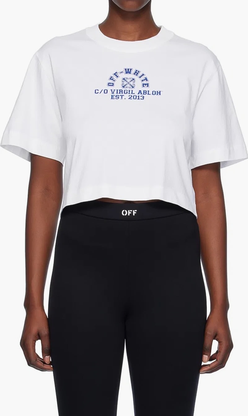 

Off-white White Crackled Est Crop Tee White Multicolor for Women | The Deal Outlet