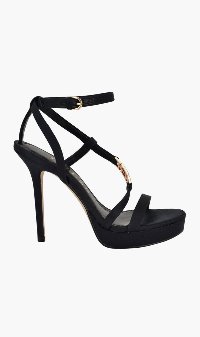 

Guess Black Lucier Satin Single Sole Sandals for Women | The Deal Outlet