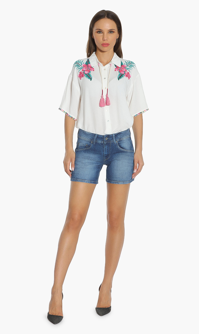Siouxie Boyfriend Shorts, Blue