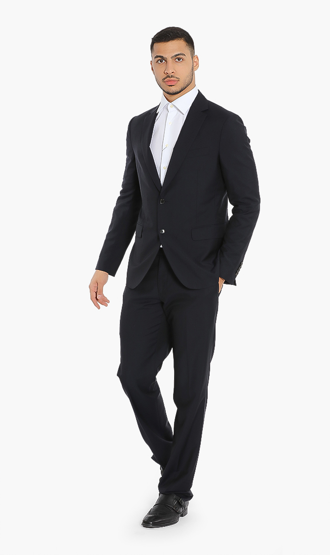 Salvatore Ferragamo Micro Jacquard Navy Suit