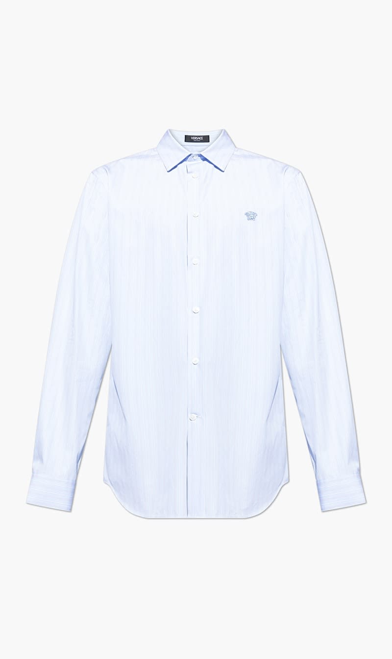 

Versace Blue Informal Shirt Multicolor Striped Poplin for Men | The Deal Outlet