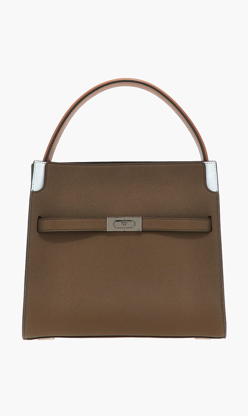 Tory Burch Brown Lee Radziwill Pebbled Small Double Bag for Women