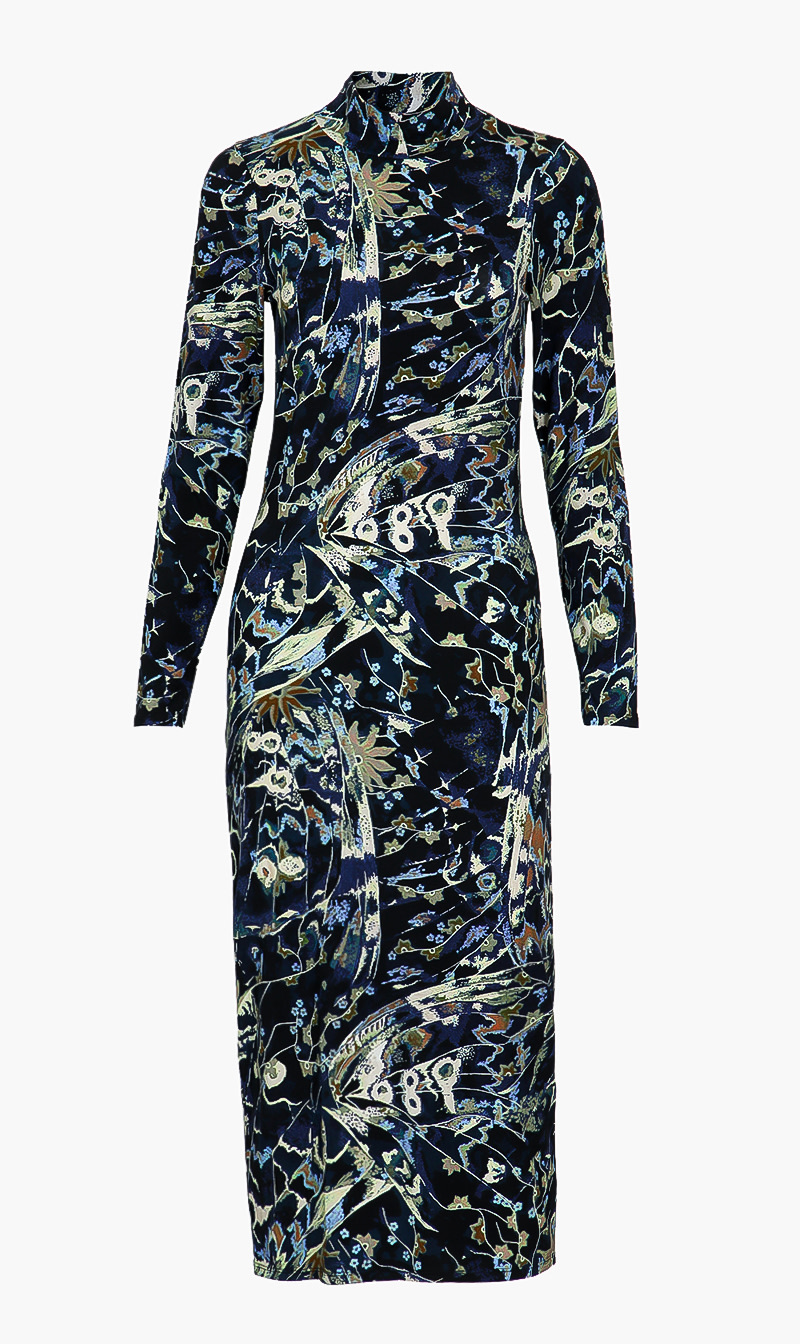 

High Neck Printed Bodycon