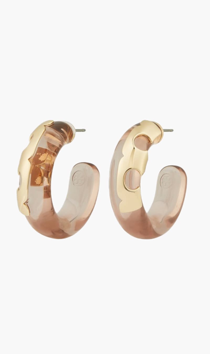 

Tory Burch Gold Resin Hoop Earrings for Women | The Deal Outlet