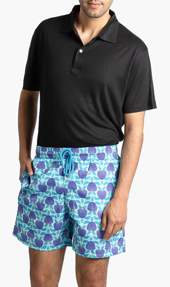 

Vilebrequin Mahina Shellfish Aqua Packable Swim Trunks