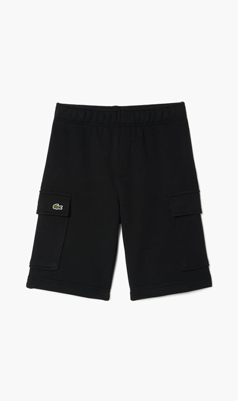 

Lacoste Black Brushed Cotton Fleece Cargo Shorts for Boys | The Deal Outlet