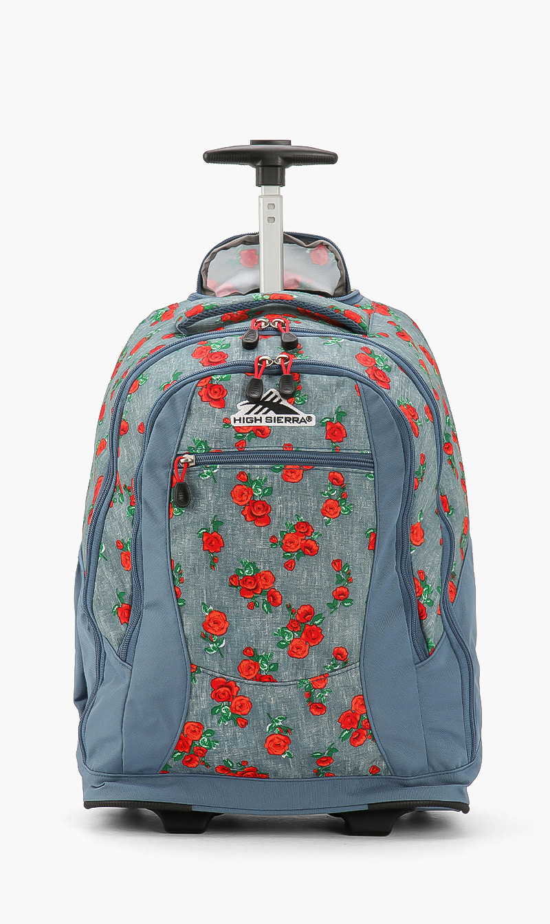 

Denim Rose Wheeled Backpack, Blue