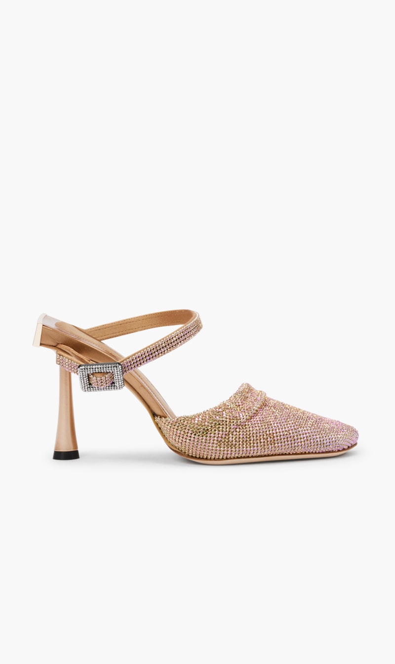 

Benedetta Bruzziches Beige Crystal Strap Mules for Women | The Deal Outlet