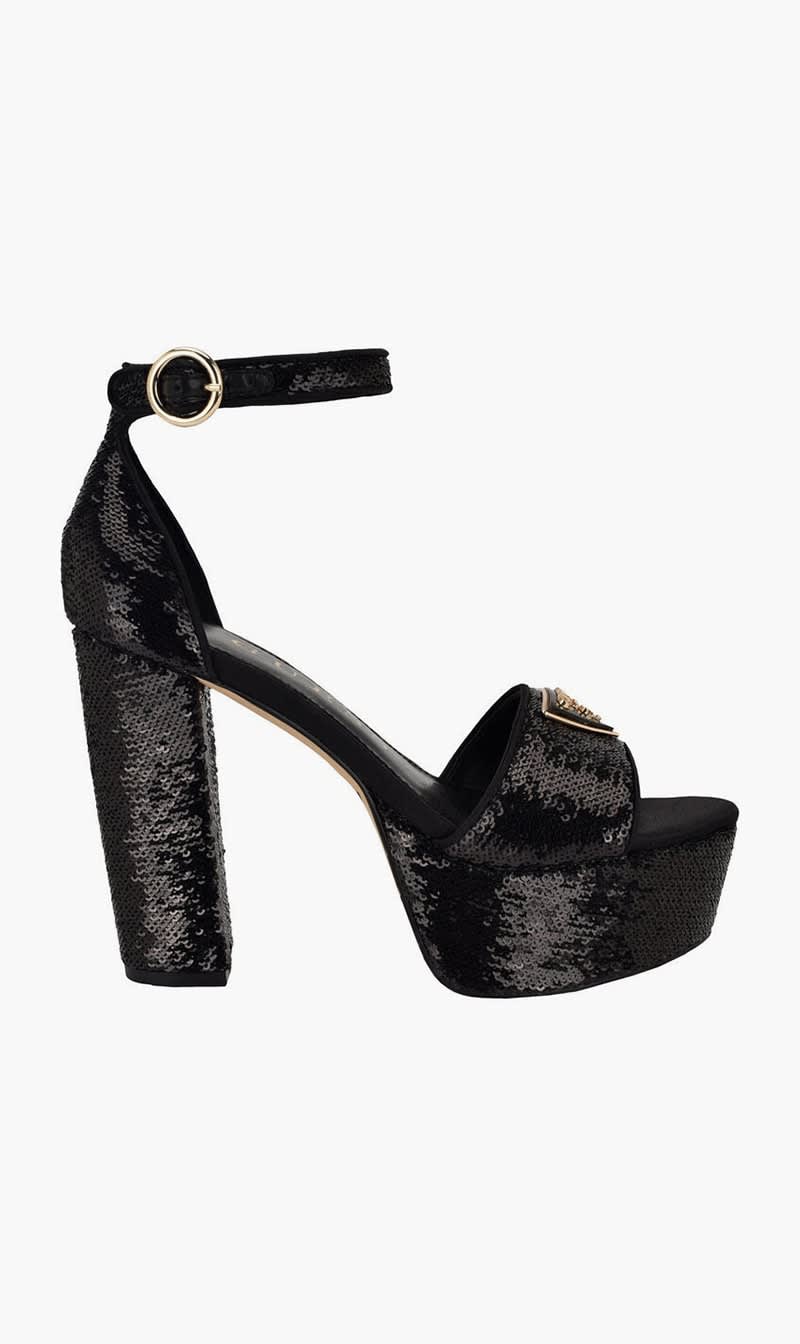 

Guess Black Setong 6 Sequins Platform Sandals for Women | The Deal Outlet