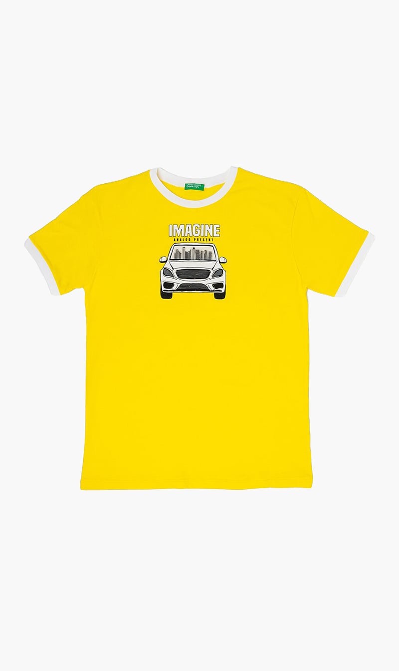 Yellow United Colors Of Benetton Black Graphic T-shirt for Boys