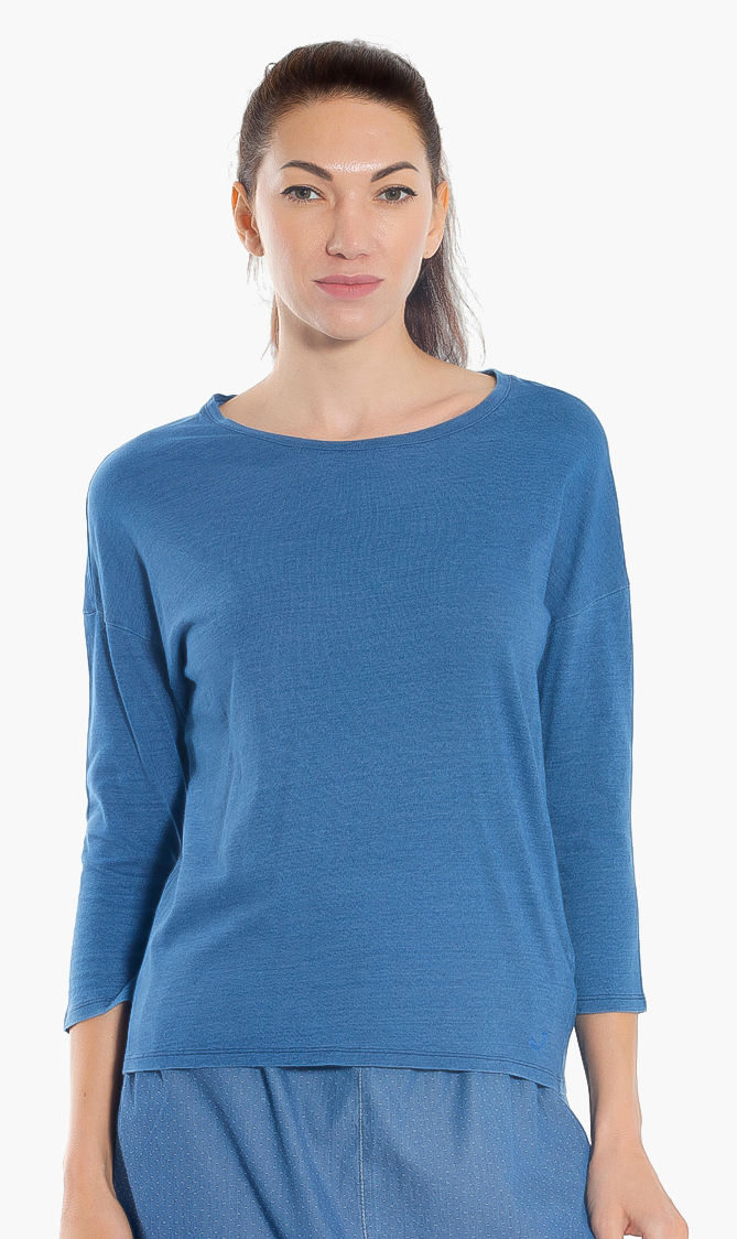 

Studs Three-quarter Sleeves T-shirt, Blue