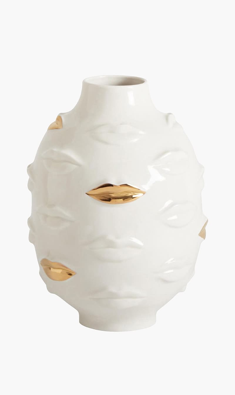 

Jonathan Adler White Gilded Gala Round Vase Medium White | The Deal Outlet