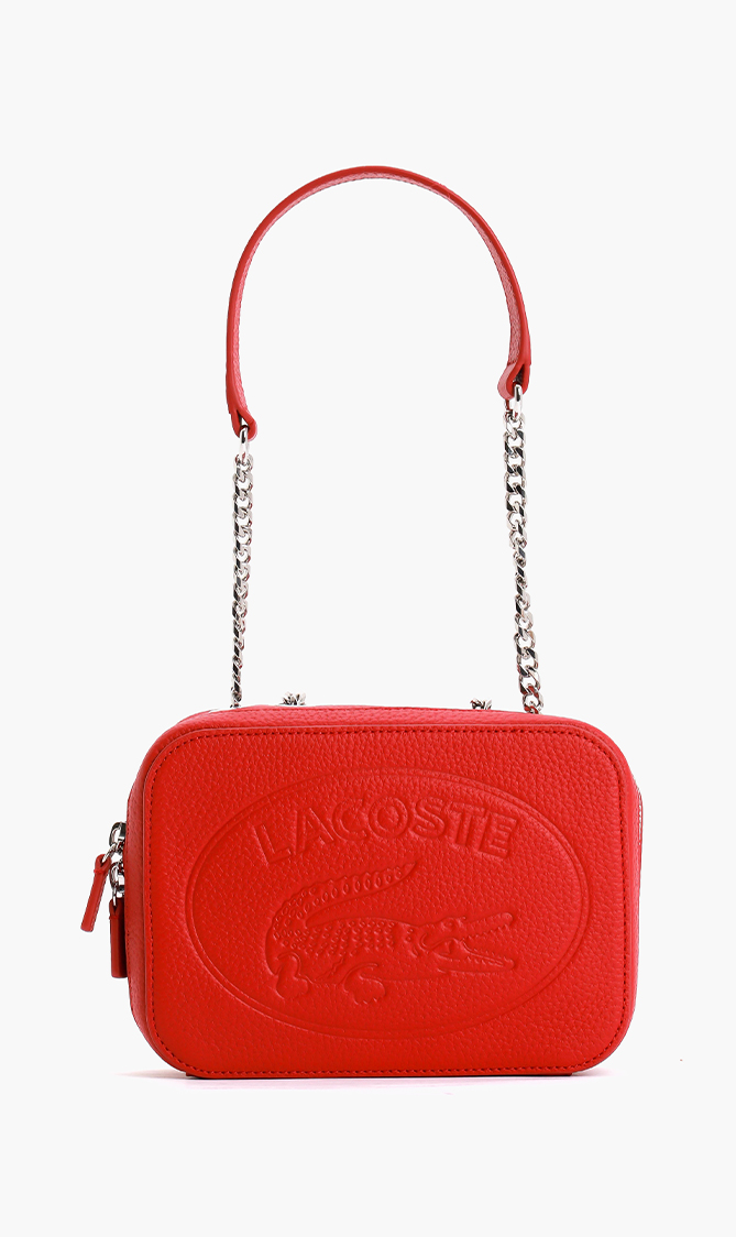 

Lacoste Croco Crew Grained Leather Sling Bag