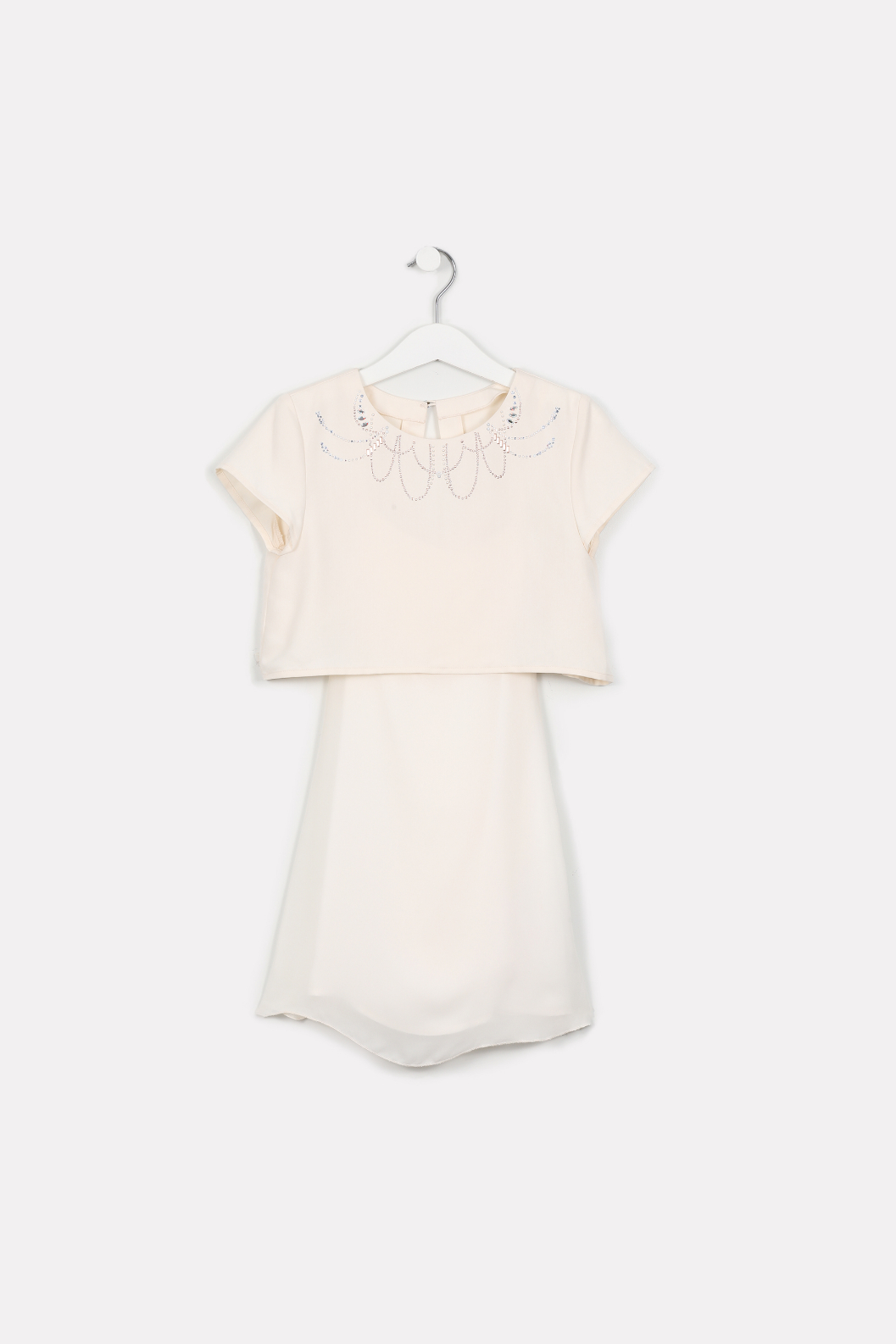 

Carrement Beau Criss Cross Strap Dress With Studded Cape