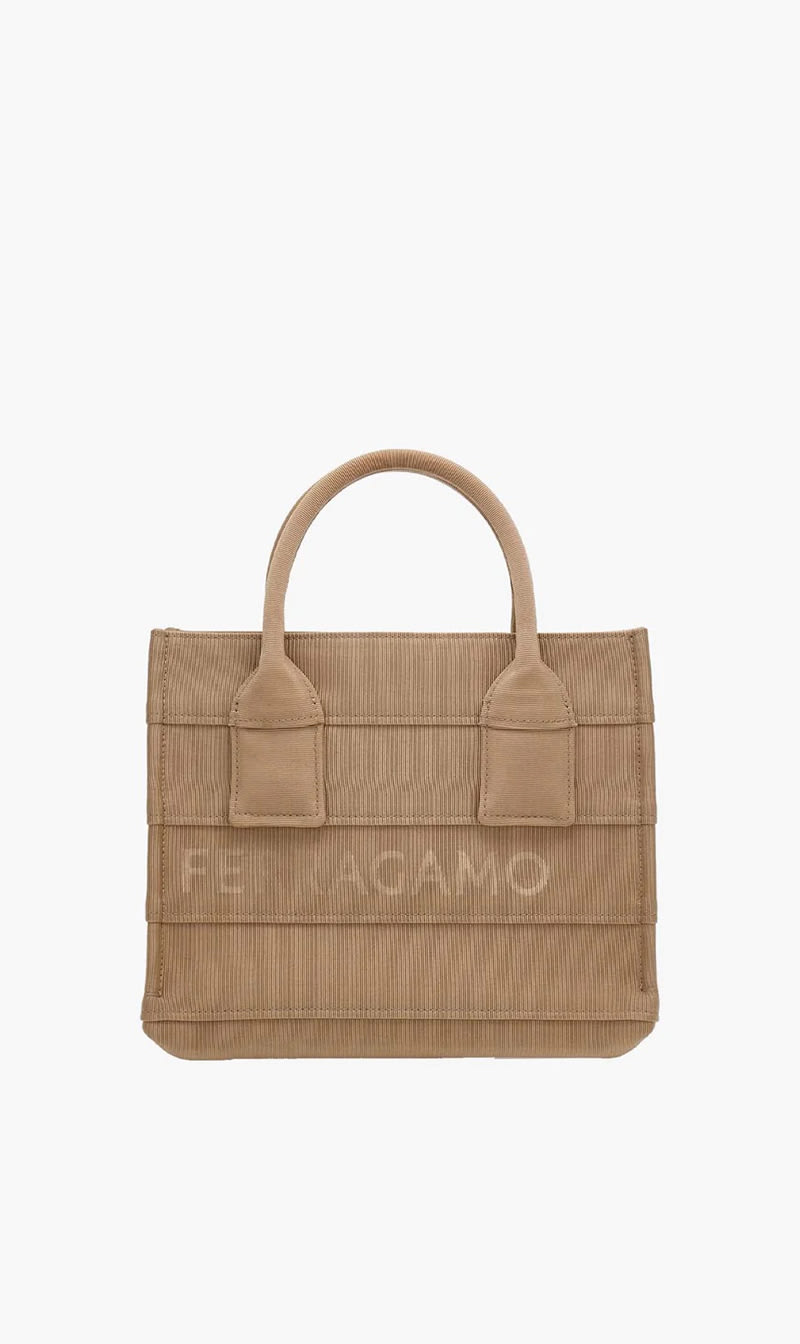 

Salvatore Ferragamo Beige Small Logo Tote Bag for Women | The Deal Outlet