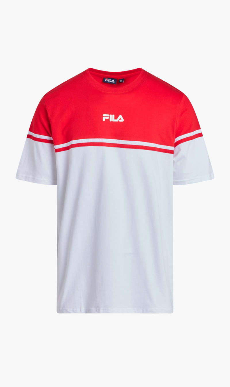 

Fila Red Cut And Sew Colour Block Tee Flat Print for Men | The Deal Outlet