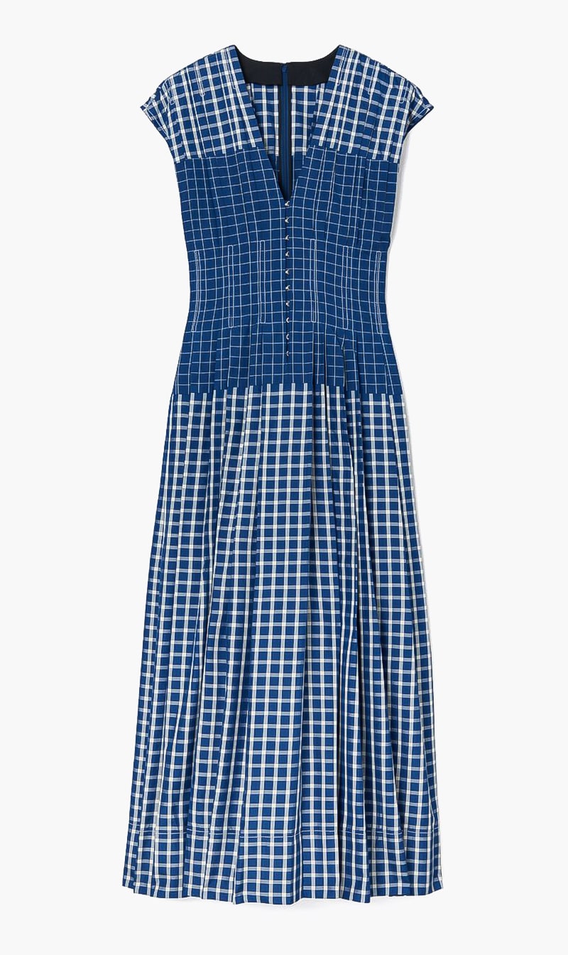 

Tory Burch Blue Plaid Claire Dress for Women | The Deal Outlet
