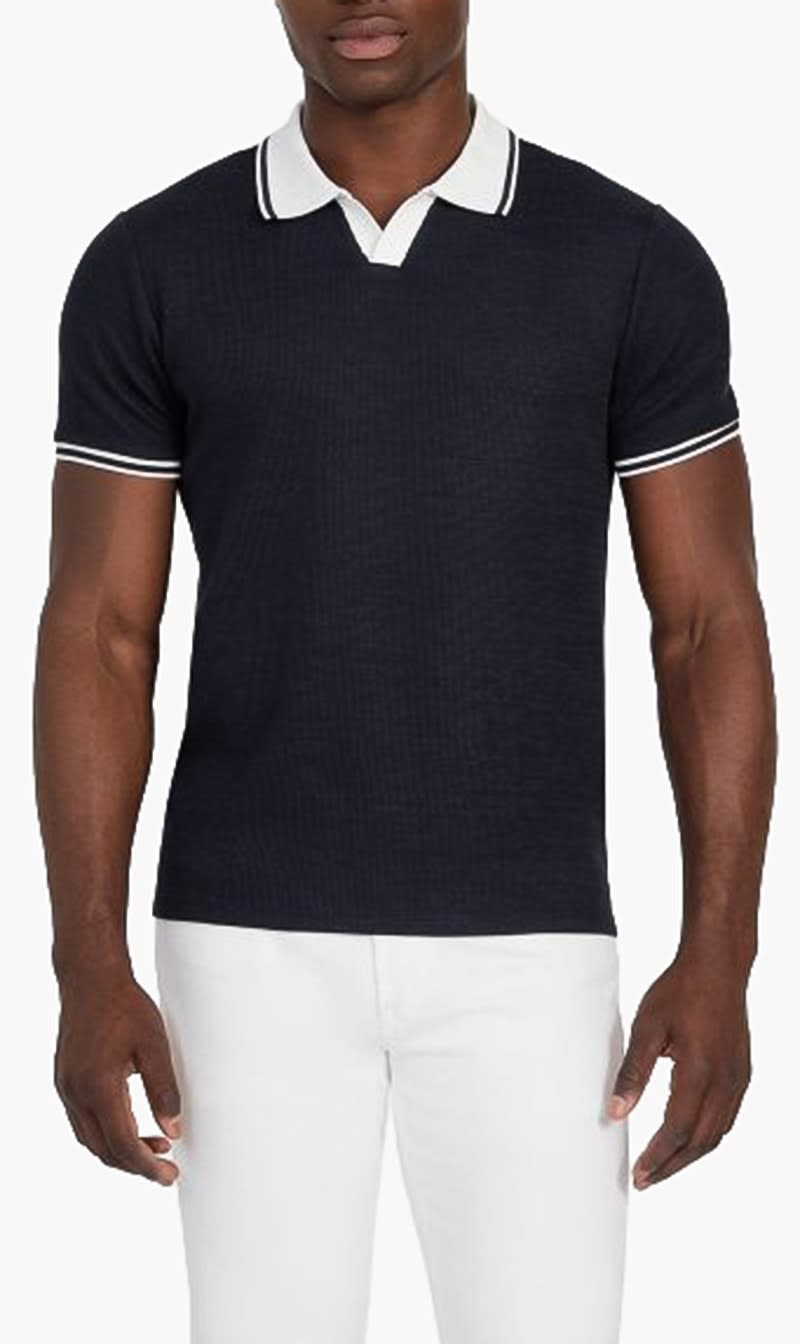 Guess Black Knit Polo Shirt for Men