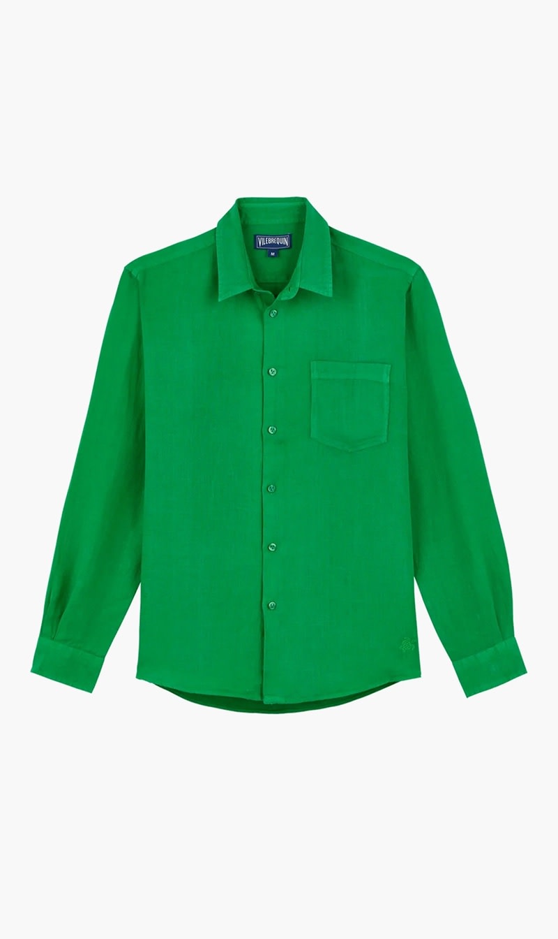 Vilebrequin Green Caroubis Cr25 Chemise Lin Gmt Dyd Lt Jungle for Men