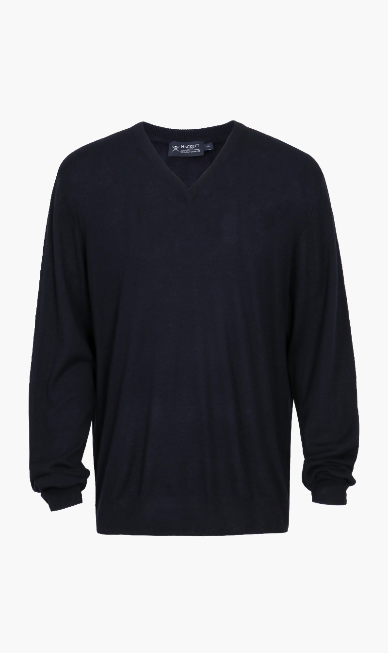 

Hackett London Blue V Neck Sweater for Men | The Deal Outlet