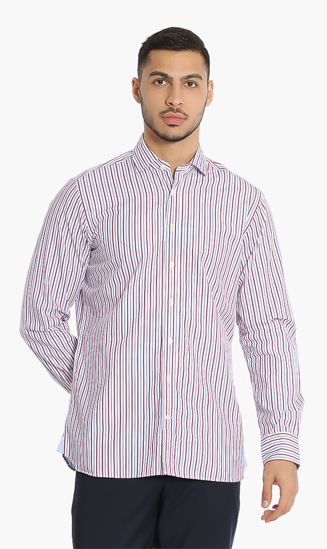 

Hackett London Two Color Multi Stripe Classic Fit Shirt