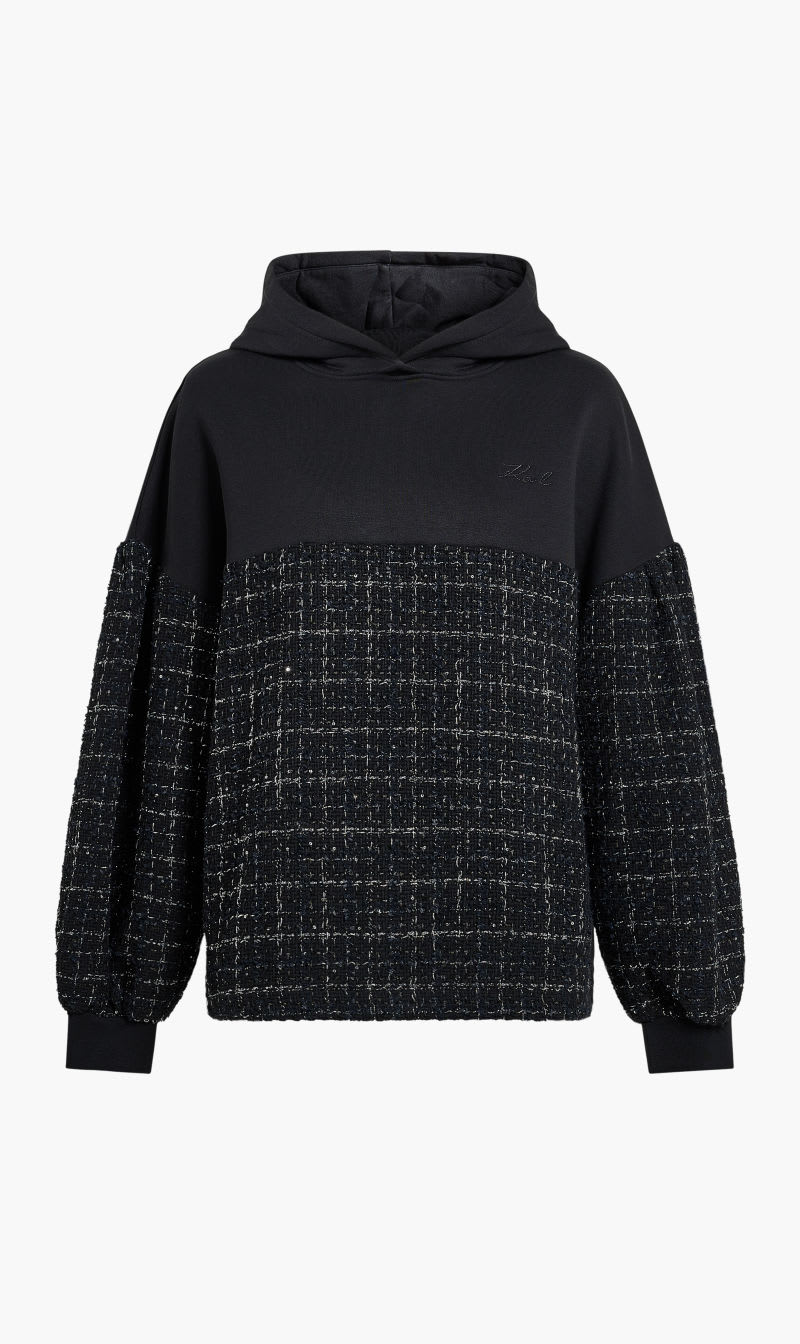 

Karl Lagerfeld Black Boucle Mix Hoodie for Women | The Deal Outlet