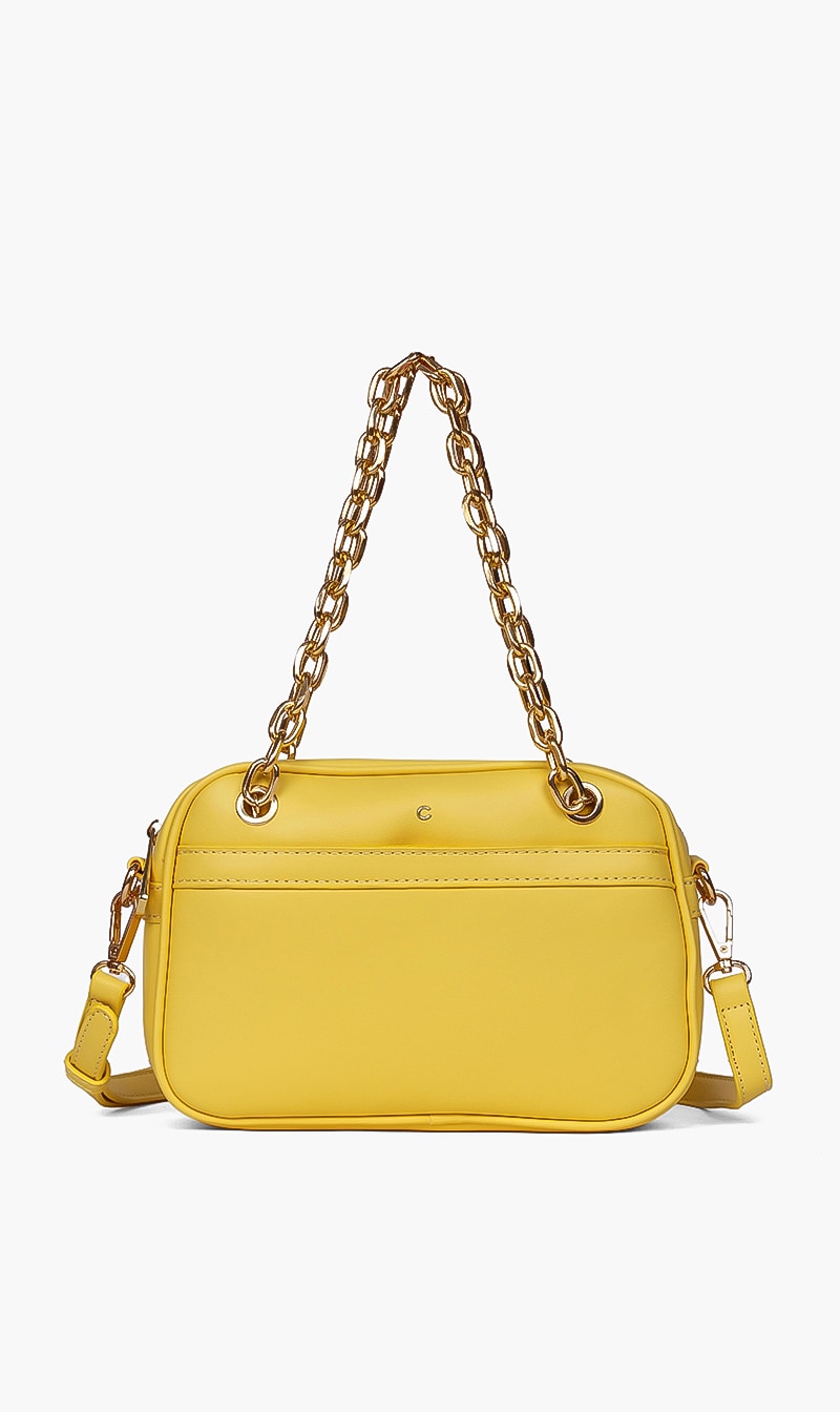 

Solid Leather Crossbody Bag, Yellow