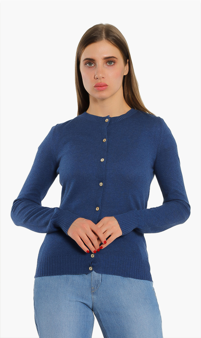 

Solid Knit Cardigan, Blue