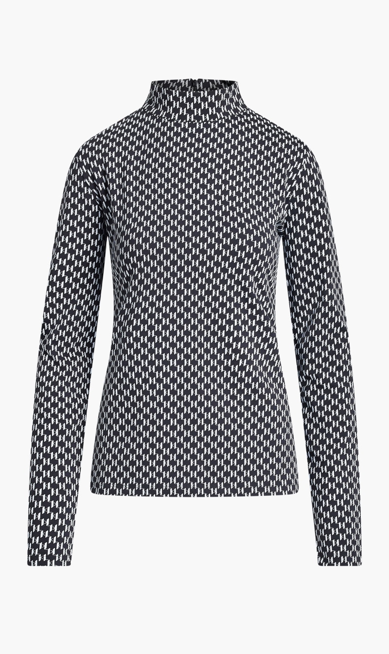 

Karl Lagerfeld Black Aop Monogram Long Sleeve Top for Women | The Deal Outlet