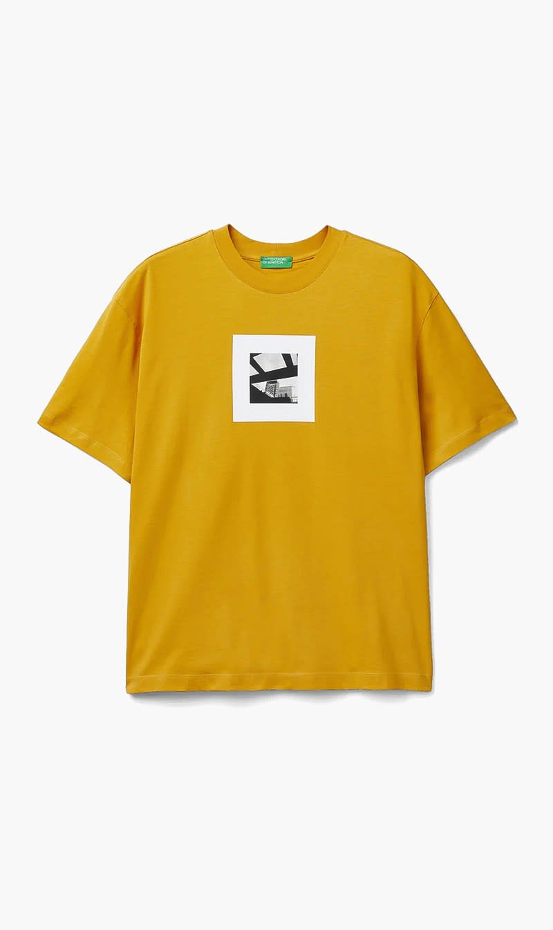 United Colors Of Benetton Yellow Square Cut T-shirt for Men